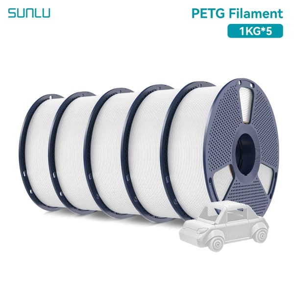 3D-printer filament, PETG-material, 1,75 mm diameter,5KG Hvid