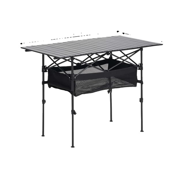 Campingbord, Justerbar Højde, Letvægtsdesign,Sort