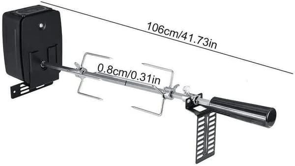 Grill Rotisserie Rack, Elektrisk Motor, 360° Rotation,sort