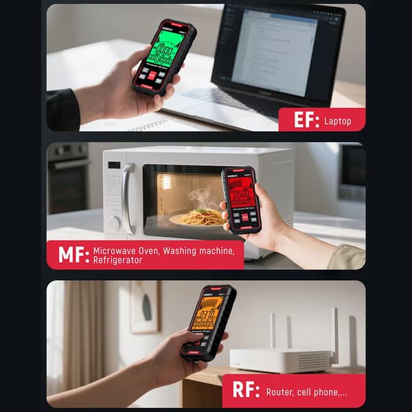 EMF Strålningsdetektor, Realtidsmätning, Intelligent Larm System,KEMF-1