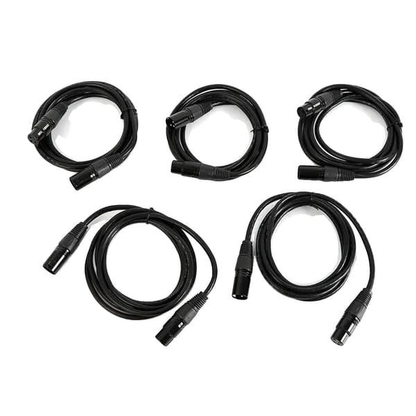 DMX Kabel, 5-Pak, 3-Pins XLR Forbindelse,sort