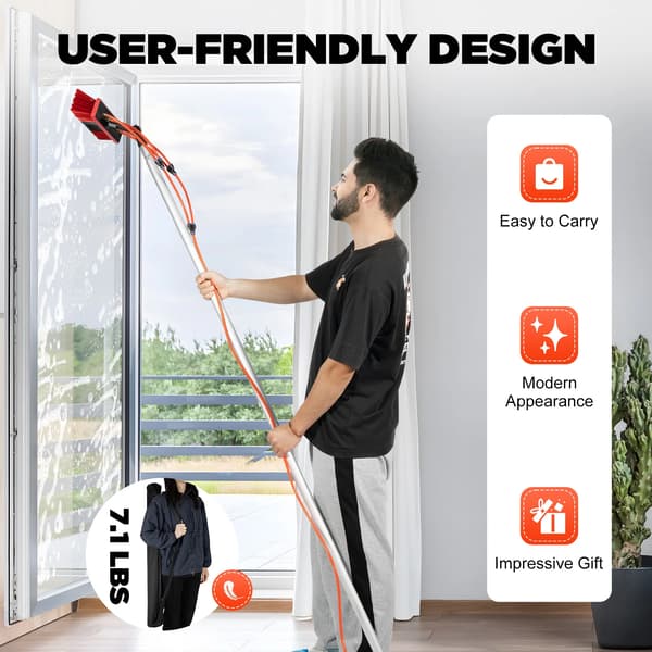 Fönsterputsset, 3-i-1 Design, Hög Räckvidd,röd