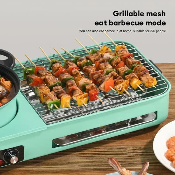 Elektrisk Multikokare, Non-Stick Yta, Justerbar Värmekontroll,EU, Grön