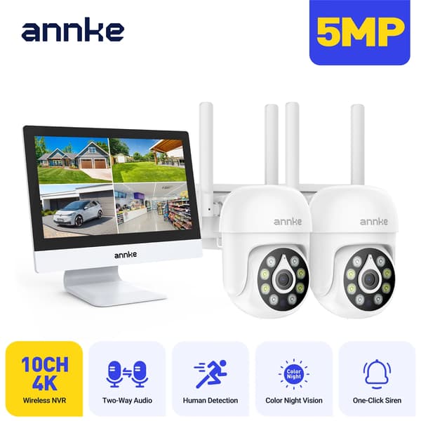 Utomhus säkerhetskamera, 5MP upplösning, trådlös anslutning,2PCS 51CP 5MP PTZ