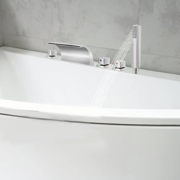 Badkarstillbehör, Kromad Yta, Monterad På Däck Design,Silver