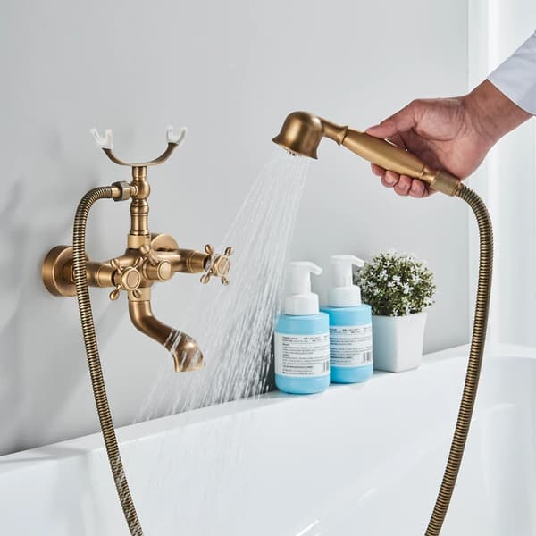 Badekar Bruser Sæt, Retro Design, Dobbelt Håndtag Vandhane,Antik Messing B