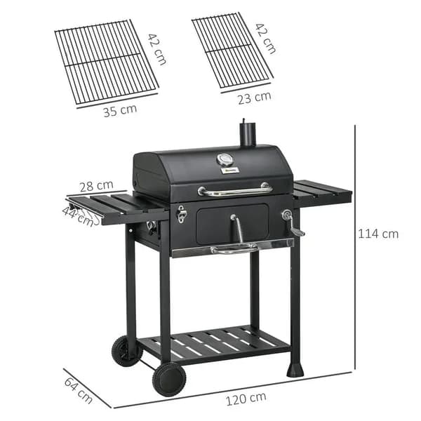 Kolgrill, Rökfunktion, Inbyggd Termometer,T0002-01-13868