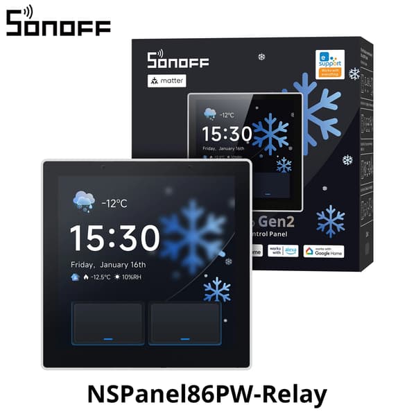 Smart Home Kontrolpanel, Dual Channel Relæ, Wi-Fi og ZigBee Forbindelse,NSPanel86PW-Relay