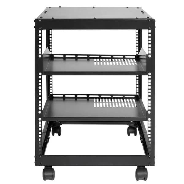 Serverrack, 12U Kapacitet, Öppen Ram Design, armégrön
