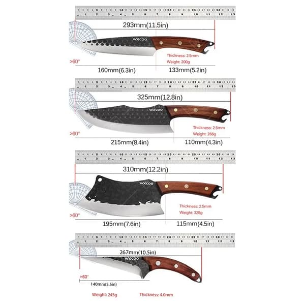 Utility Knife Sæt, Rustfrit Stål, Ergonomisk Design,4PCS