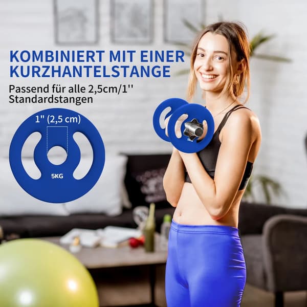 Vægtplader, Holdbart Materiale, Ergonomisk Design,2x5KG