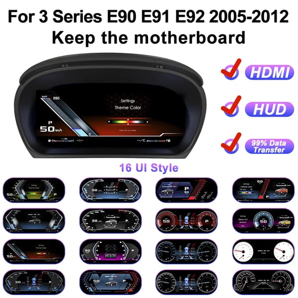 Digital Cockpit Instrument Cluster, Fuld Digital Skærm, Plug-and-Play Interface,Til E90 med HDMI