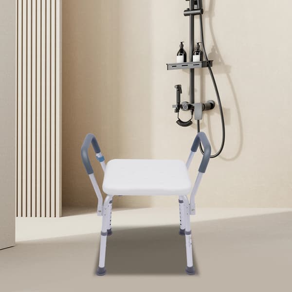 Duschstol, Justerbar Höjd, Lätt Design,Vit