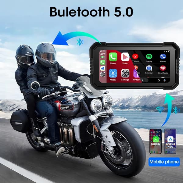Motorcykel Dashboard Display, Trådløs Forbindelse, Vandtæt Design,6.25 tommer Carplay