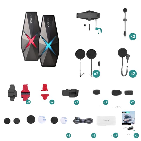 Motorcykel Intercom, Stemmestyring, Bluetooth 5.3,2PCS F1