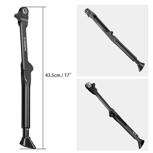 Kickstand, Justerbar Længde, Holdbart Aluminium,sort