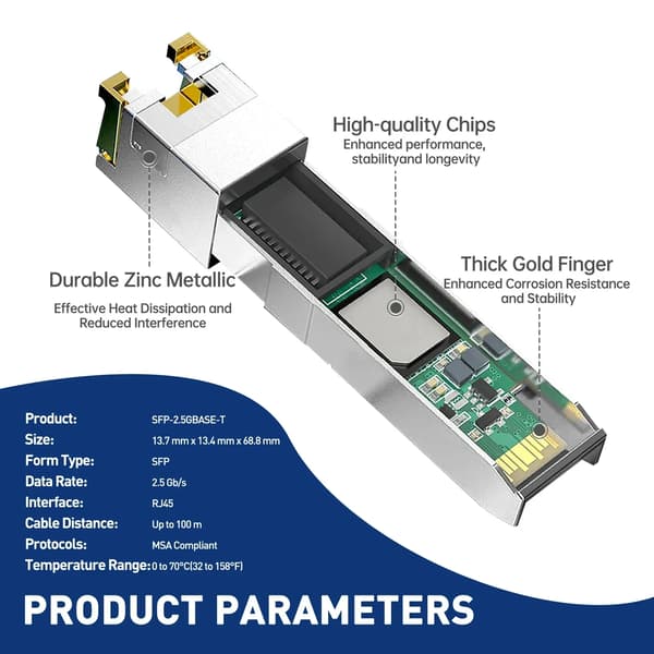 SFP-modul, RJ45-interface, MSA-kompatibel,2.5G