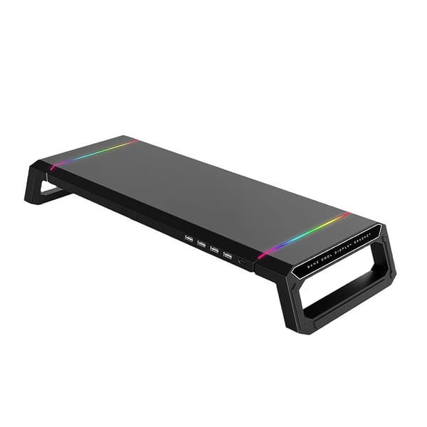Monitorstandhæver, USB-hub, opbevaringsskuffe,ES-Sort