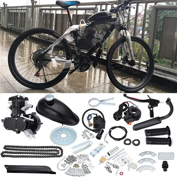 Cykelmotor Kit, 80cc 2 Tak, Høj Effektivitet,Sort
