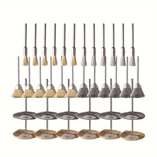 Børstesæt, Messing og Stål Materiale, 36-Stykke Assortiment,Rød