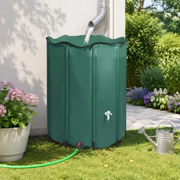 Regnvatteninsamlingsfat, 1000L Sammanfallande Design, Lätt Montering,Grön