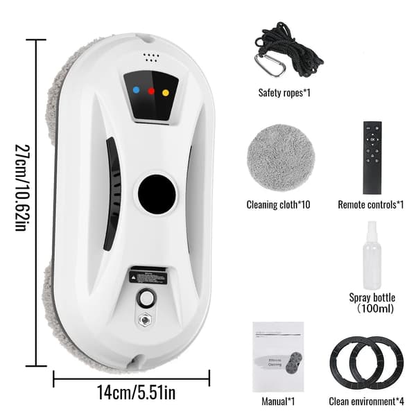 Fönsterputsrobot, 5600 Pa sug, Smart AI-navigering,Manuell spray(pl)