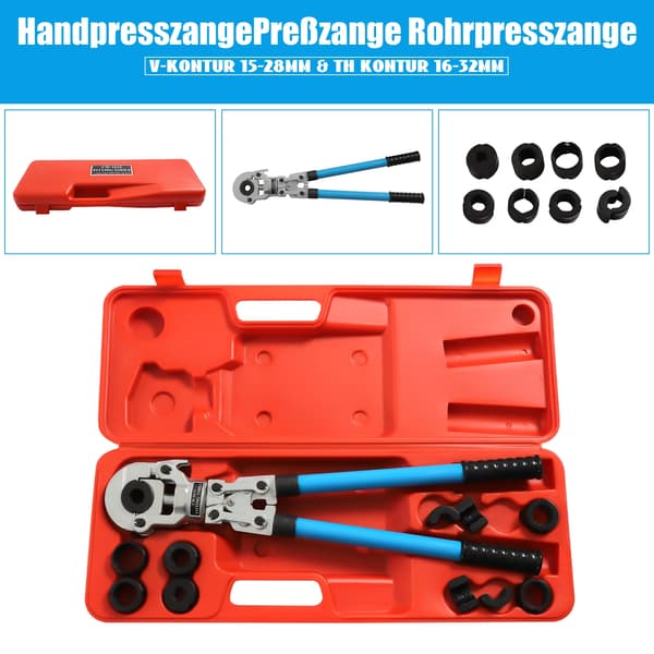 PEX Crimping Tool Kit, Højkvalitets Kulstofstål, Ergonomisk Greb,blå