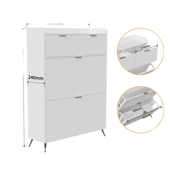 Sko cabinet, Modern stil, Vertikalt randig design,Vit