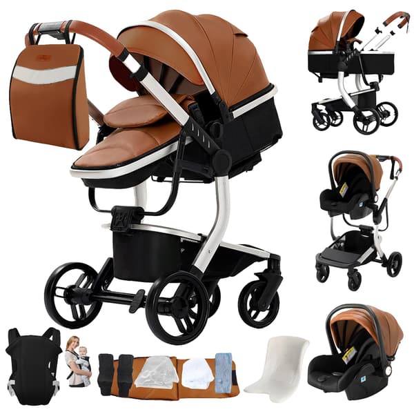 Barnvagn, 3-i-1 Design, Vändbar Sits,X518-KHAKI