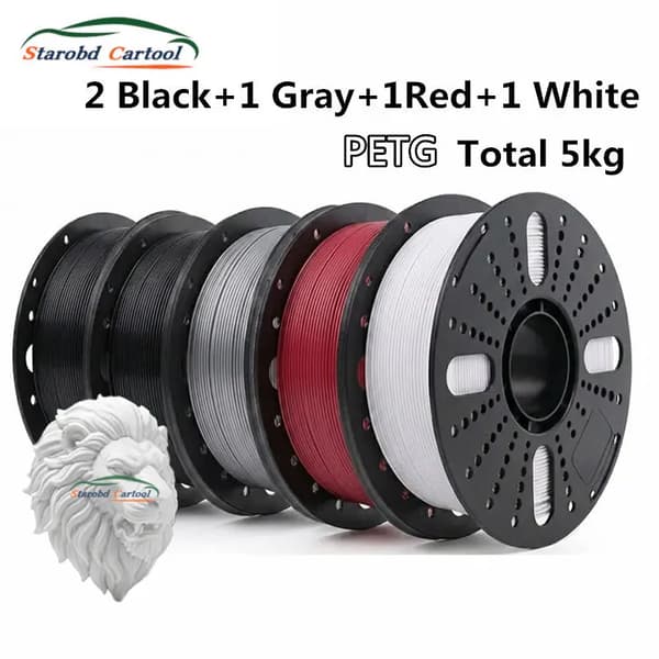 3D Filament, PETG Materiale, 1,75 mm Diameter,2BK 1WT 1GY 1RD