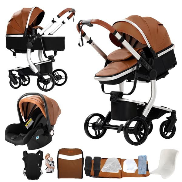 Barnevogn, Sammenklappeligt Design, Bilstol Kompatibel,X518-KHAKI