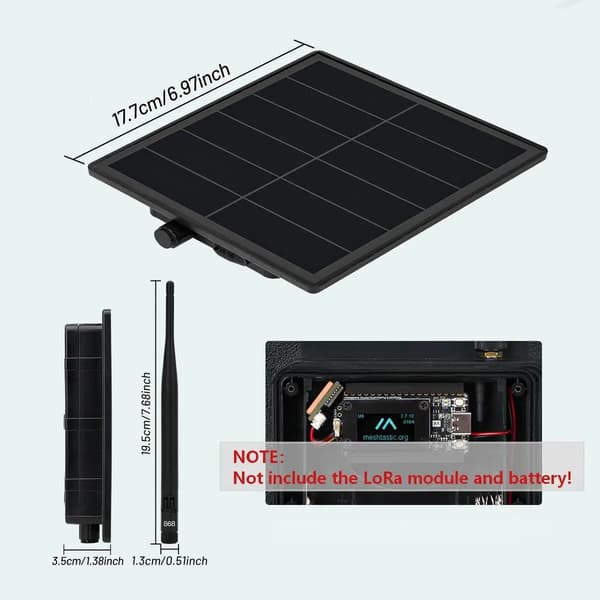 Solpanel, 5W Effekt, Vattentät Design,868 Ingen LoRa Ingen Bat