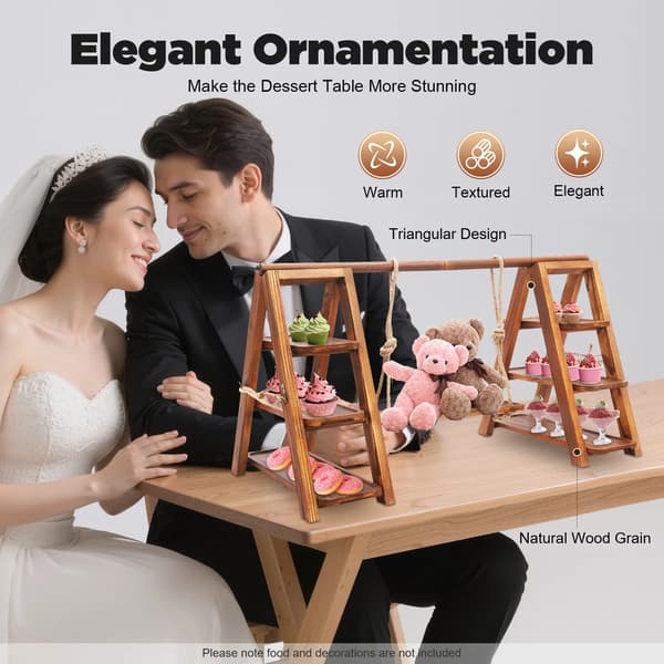 Cupcake-ställning, 3-nivådesign, Elegant träkonstruktion,Trä