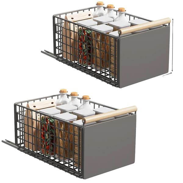 Utrækkelig Opbevaringskurv, Justerbart Design, Holdbart Materiale,2Pcs L