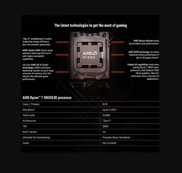 Processor, 8-Core, 16-Tråd, 5.2 GHz, 120W TDP, Kompatibel med DDR5
