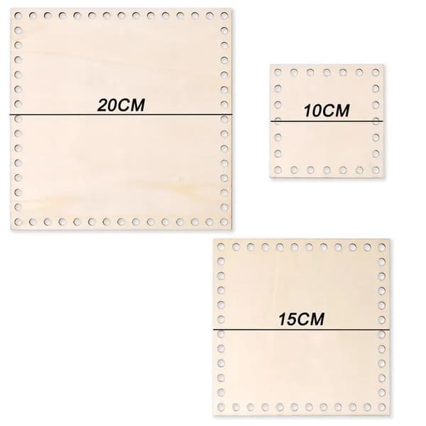 Hæklet Kurv Bund, Ubehandlet Træ, Flere Designs,3pcs-02
