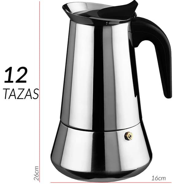 Kaffemaskine til komfur, rustfrit stål, induktionskompatibel,12 kopper-stål, EU