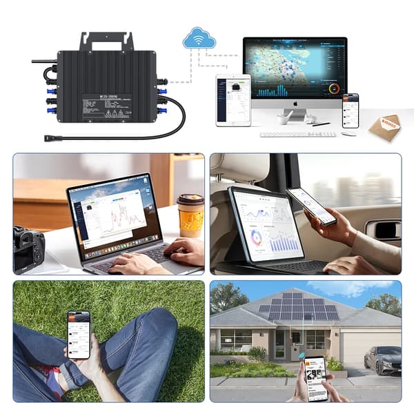 Sol inverter, WiFi-forbindelse, Robust holdbarhed,DC26-60V, AC230V, 2000W inverter