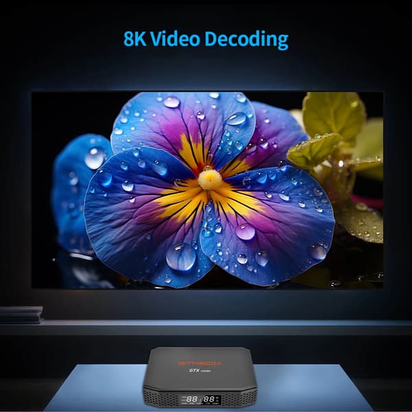 Smart TV Box, 8K Opløsning, Android 9.0 Kompatibel,GTX Combo, EU Stik