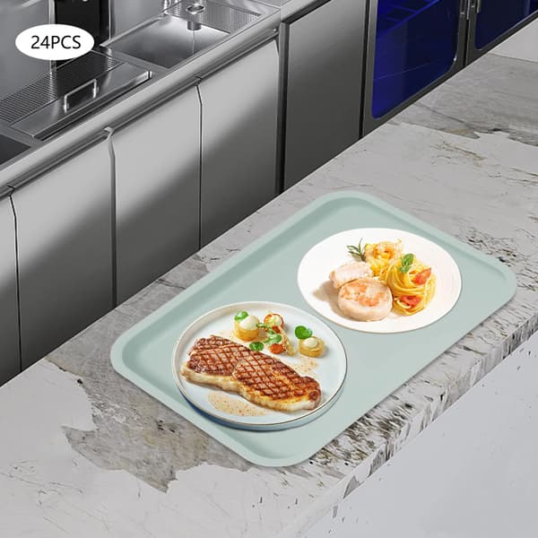 Rektangulära Middagsbrickor, Hållbar Plastkonstruktion, Halkfri Yta,Blå