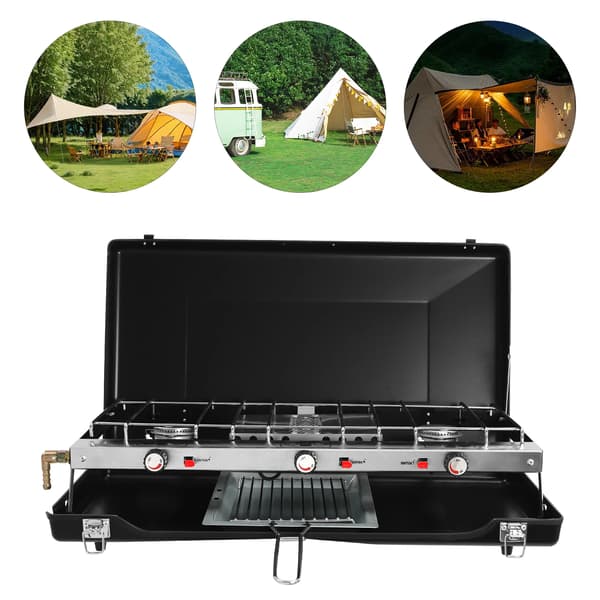 Campingkomfur, Foldbart Design, Høj Effektudgang,sort