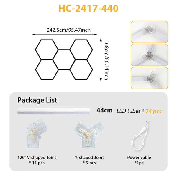 Garage Lys, Hexagonal Design, Energi Effektiv LED,HC-2417-440