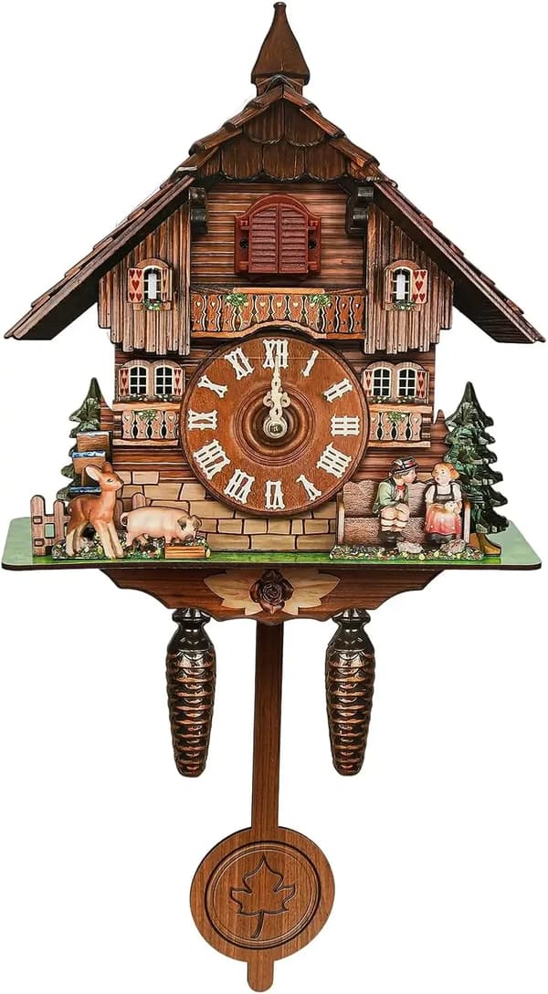 Väggklocka, Husformad Design, Animerad Kuckuckfunktion,Flerfärgad