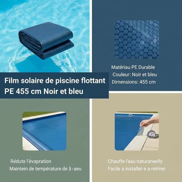 Pooldække, PE-materiale, reducerer fordampning,Blå