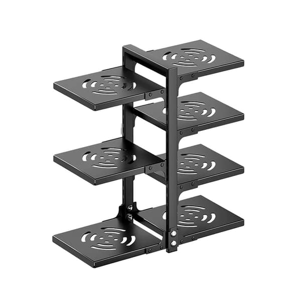 Pot Organizer Rack, Justerbar Højde, Holdbart Stål Design,PL-Sort