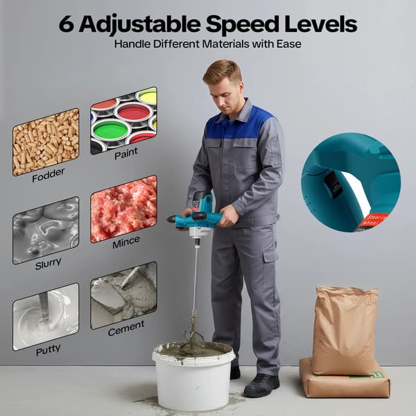 Elektrisk Mixer, 2100W Effekt, 6-Hastigheds Justering,EU, Blå