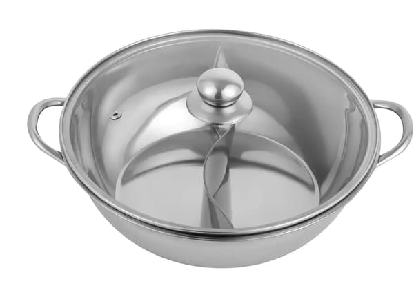 Hot Pot, 2-i-1 Divider, Multifunktionel Kogepande,sølv