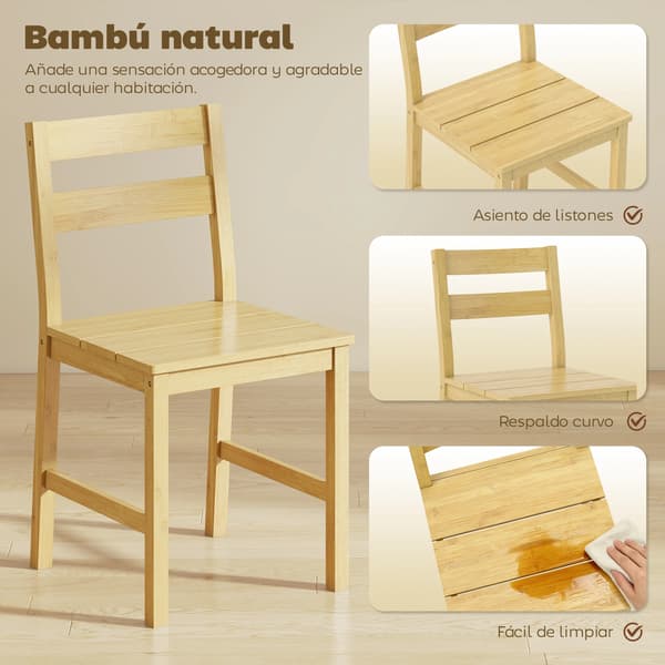 Spisestole, Bambuskonstruktion, Pladsbesparende Design,Farve