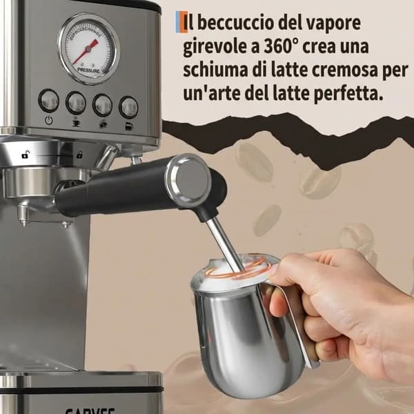 Espressomaskin, 20 Bar Tryck, Rostfritt Stål Konstruktion,Silver