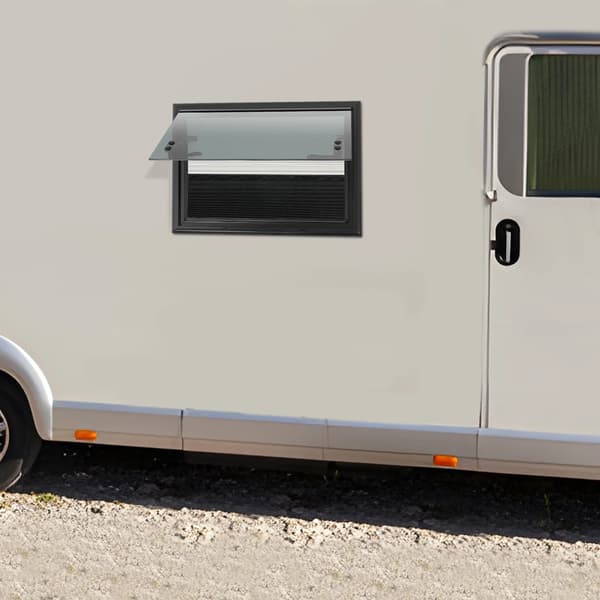RV-vindue, holdbar aluminiumsramme, nem installation,sort